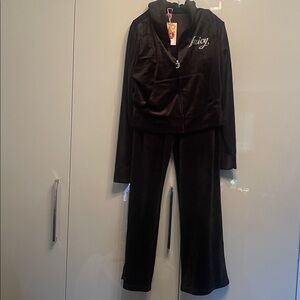 Juicy Couture Black Velour Hoodie Set